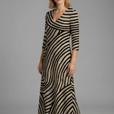 Damen Maxi-Kleid mit V-Ausschnitt und kurzen Ärmeln