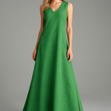 Maxikleid für Damen mit V-Ausschnitt und seitlichem Schlitz