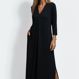 Maxikleid für Damen mit V-Ausschnitt und seitlichem Schlitz