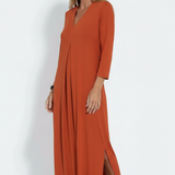 Damen Maxi-Kleid mit V-Ausschnitt und seitlichem Schlitz
