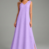 Maxikleid für Damen mit V-Ausschnitt und seitlichem Schlitz