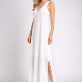 Maxikleid für Damen mit V-Ausschnitt und seitlichen Schlitzen