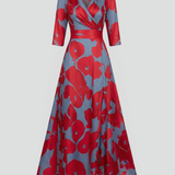 Damen Maxi Kleid mit V-Ausschnitt und Wickelbund