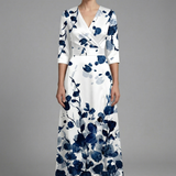 Damen Maxi Kleid mit V-Ausschnitt und Wickelbund