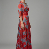 Damen Maxi Kleid mit V-Ausschnitt und Wickelbund
