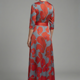 Damen Maxi Kleid mit V-Ausschnitt und Wickelbund