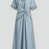 Maxikleid für Damen mit V-Ausschnitt und drapierter Taille