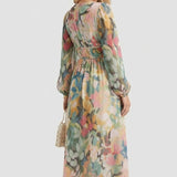 Maxikleid für Damen mit V-Ausschnitt und Blumenmuster