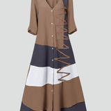 Damen Maxi-Kleid mit V-Ausschnitt und Knopfleiste
