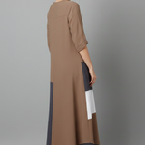 Damen Maxi-Kleid mit V-Ausschnitt und Knopfleiste