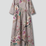 Maxikleid für Damen mit V-Ausschnitt und floralem Muster