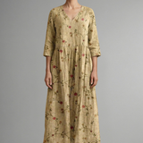 Maxikleid für Damen mit V-Ausschnitt und floralem Muster