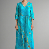 Maxikleid für Damen mit V-Ausschnitt und floralem Muster