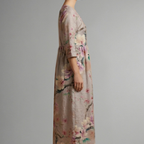 Maxikleid für Damen mit V-Ausschnitt und floralem Muster