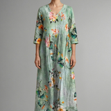 Maxikleid für Damen mit V-Ausschnitt und floralem Muster