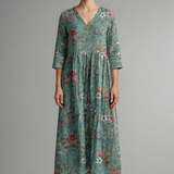 Maxikleid für Damen mit V-Ausschnitt und floralem Muster