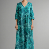 Maxikleid für Damen mit V-Ausschnitt und floralem Muster