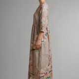 Maxikleid für Damen mit V-Ausschnitt und floralem Muster