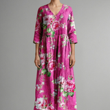 Maxikleid für Damen mit V-Ausschnitt und floralem Muster