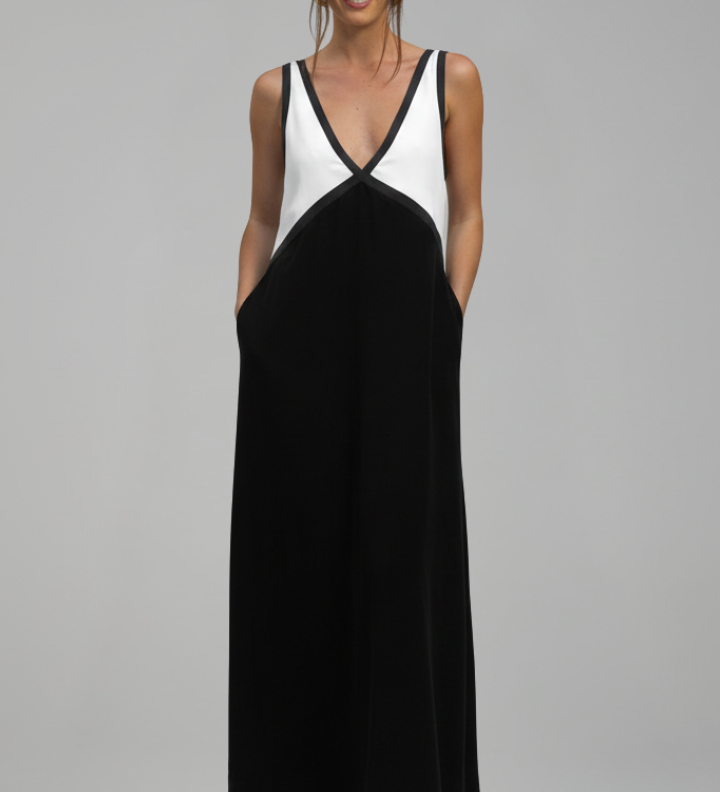 Maxikleid für Damen mit V-Ausschnitt und ärmellosem Schnitt