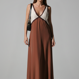 Maxikleid für Damen mit V-Ausschnitt und ärmellosem Schnitt