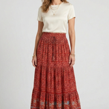 Maxi-Rock für Damen mit elastischem Bund und Blumenmuster