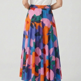 Damen Maxi Rock mit Elastischem Bund und Grafischem Druck