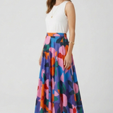 Damen Maxi Rock mit Elastischem Bund und Grafischem Druck