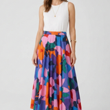 Damen Maxi Rock mit Elastischem Bund und Grafischem Druck