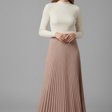Damen Maxi Rock mit elastischem Bund und plissierter Oberfläche