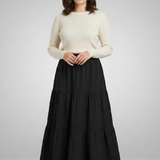 Maxikleid für Damen mit elastischem Bund und gestuften Paneelen