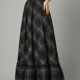 Maxikleid für Damen mit hoher Taille und Karomuster