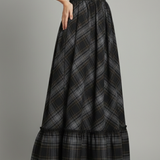 Maxikleid für Damen mit hoher Taille und Karomuster