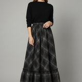 Maxikleid für Damen mit hoher Taille und Karomuster