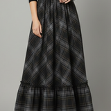 Maxikleid für Damen mit hoher Taille und Karomuster
