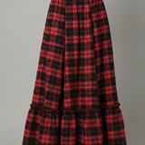 Maxikleid für Damen mit hoher Taille und Karomuster