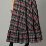 Maxikleid für Damen mit hoher Taille und Karomuster