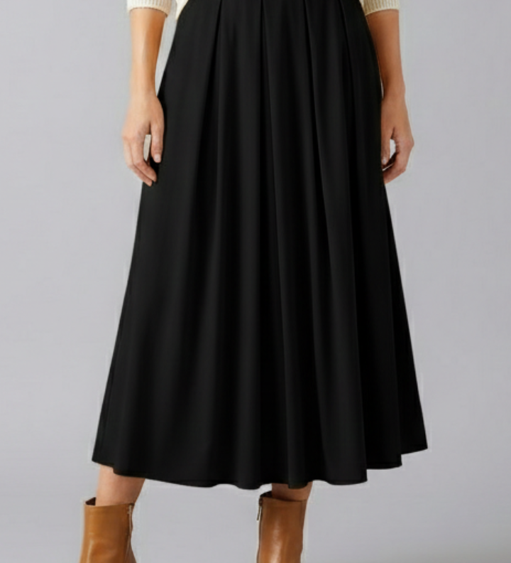 Maxikleid für Damen mit hohem Bund und Faltenfront