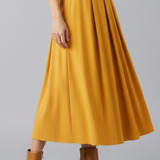 Maxikleid für Damen mit hohem Bund und Faltenfront
