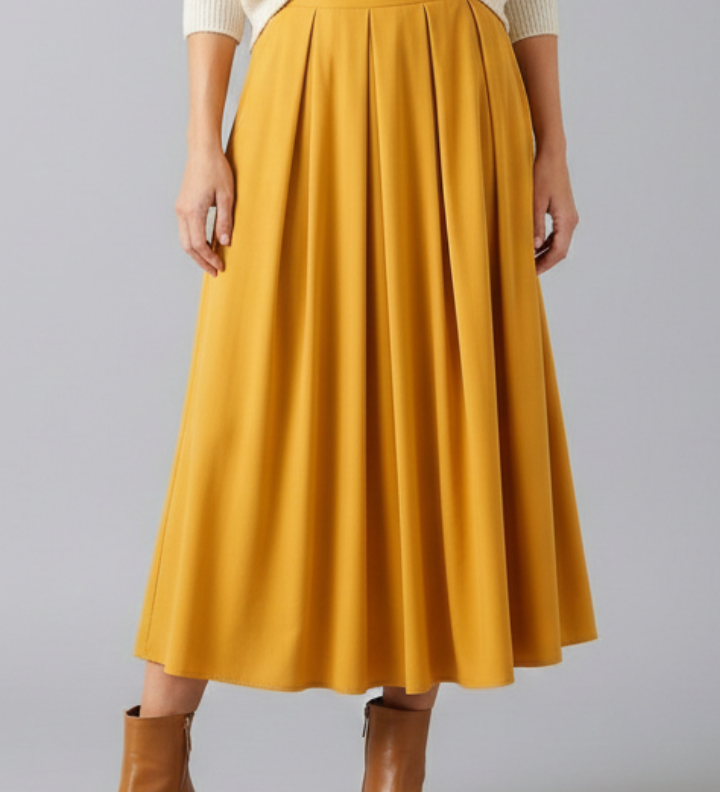 Maxikleid für Damen mit hohem Bund und Faltenfront