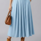 Maxikleid für Damen mit hohem Bund und Faltenfront