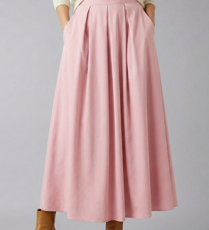 Maxikleid für Damen mit hohem Bund und Faltenfront
