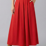 Maxikleid für Damen mit hohem Bund und Faltenfront