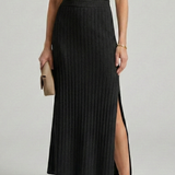 Maxikleid für Damen mit Hohem Bund und Seitenschlitz
