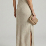 Maxikleid für Damen mit Hohem Bund und Seitenschlitz