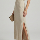 Maxikleid für Damen mit Hohem Bund und Seitenschlitz