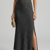 Maxikleid für Damen mit Hohem Bund und Seitenschlitz