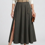 Maxi-Rock für Damen mit Seitentaschen und hohem Schlitz