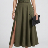 Maxi-Rock für Damen mit Seitentaschen und hohem Schlitz