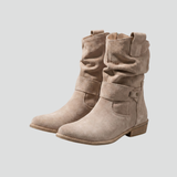 Damen Stiefel bis zur Wade mit seitlichem Reißverschluss für den Herbst